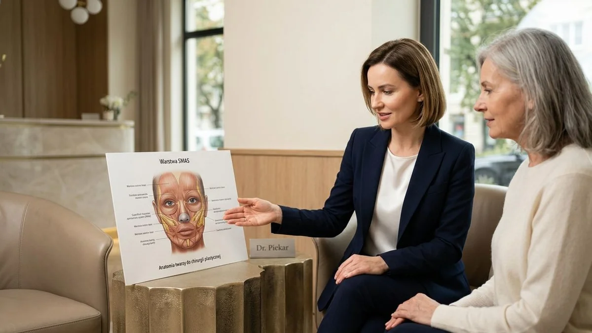 Diagram anatomiczny warstw twarzy — SMAS