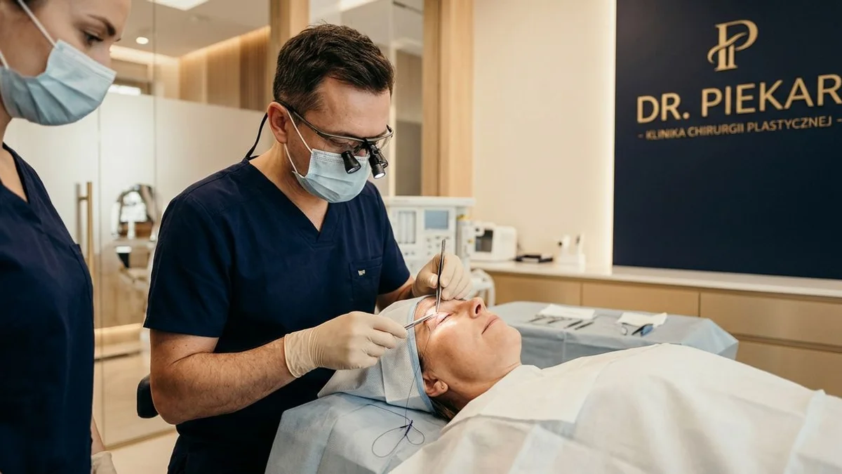 Zabieg blefaroplastyki w bloku operacyjnym Kliniki Dr. Piekar